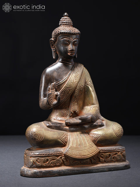 7" Sitting Lord Buddha in Vitark Mudra | Brass Statue