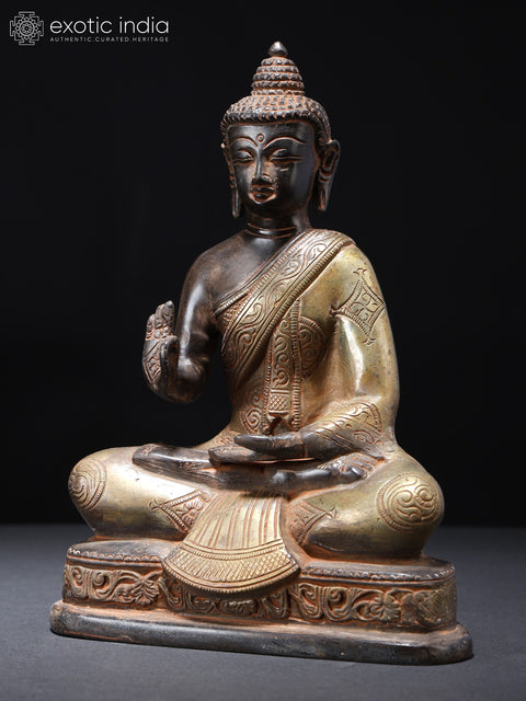 7" Sitting Lord Buddha in Vitark Mudra | Brass Statue