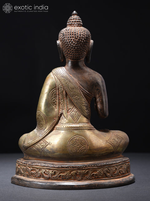 7" Sitting Lord Buddha in Vitark Mudra | Brass Statue