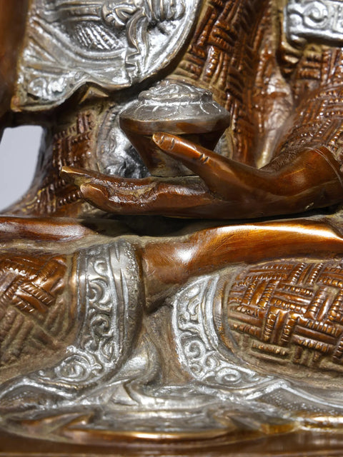 12" Lord Buddha Seated in Bhumisparsha Mudra (Earth-Touching Gesture) | Brass Statue