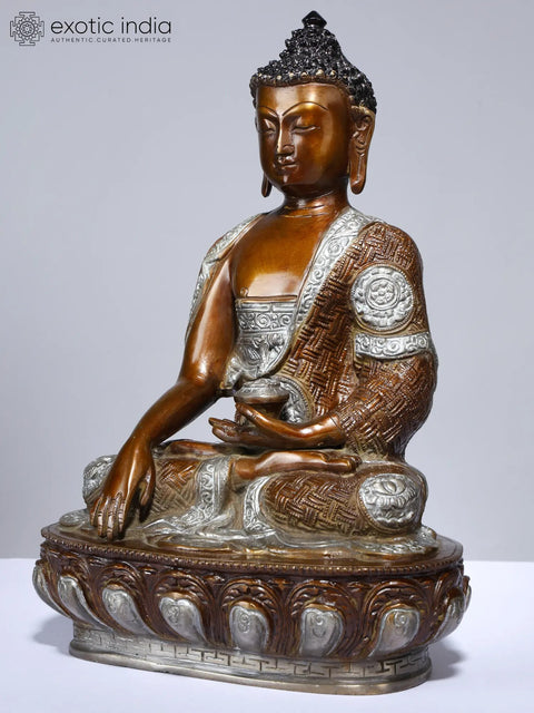12" Lord Buddha Seated in Bhumisparsha Mudra (Earth-Touching Gesture) | Brass Statue