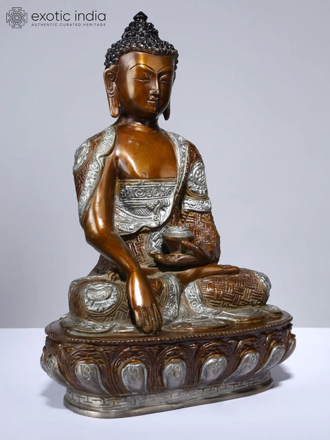 12" Lord Buddha Seated in Bhumisparsha Mudra (Earth-Touching Gesture) | Brass Statue