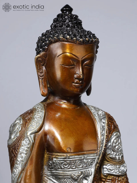 12" Lord Buddha Seated in Bhumisparsha Mudra (Earth-Touching Gesture) | Brass Statue