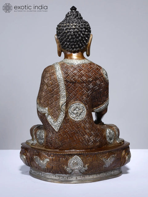 12" Lord Buddha Seated in Bhumisparsha Mudra (Earth-Touching Gesture) | Brass Statue