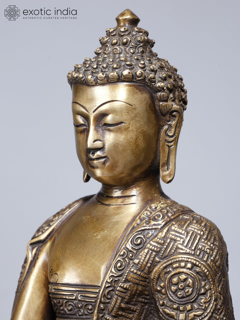 12" Lord Buddha Seated in Vitark Mudra | Brass Statue