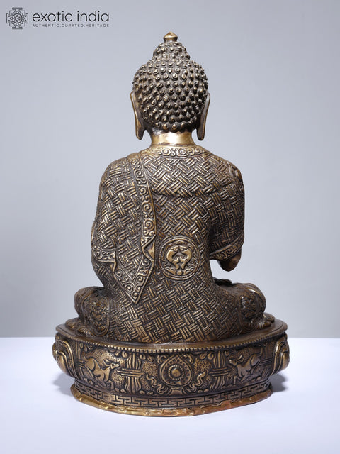 12" Lord Buddha Seated in Vitark Mudra | Brass Statue