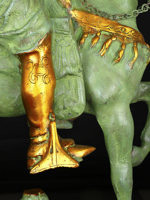 26" Warrior on Horse | Brass Statue