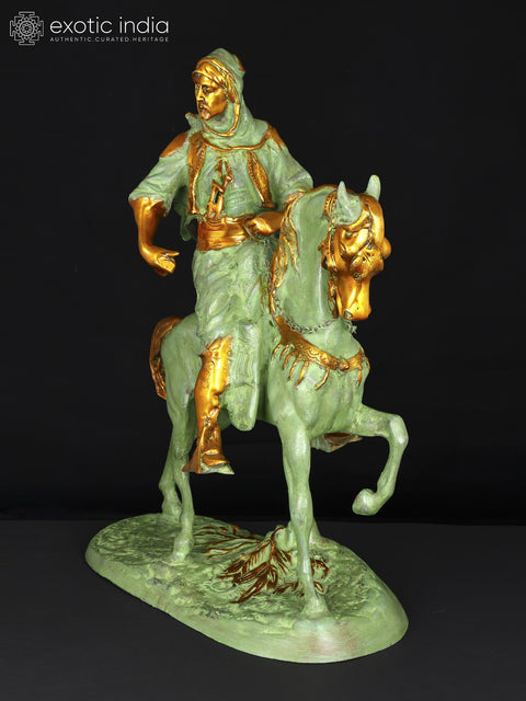 26" Warrior on Horse | Brass Statue