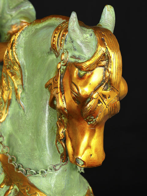 26" Warrior on Horse | Brass Statue