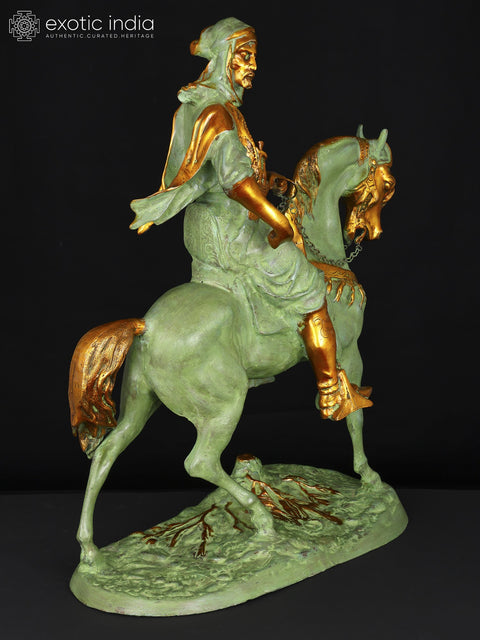 26" Warrior on Horse | Brass Statue