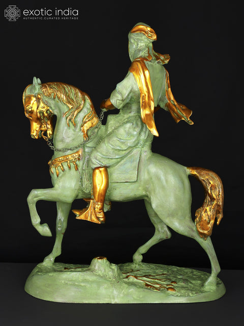 26" Warrior on Horse | Brass Statue