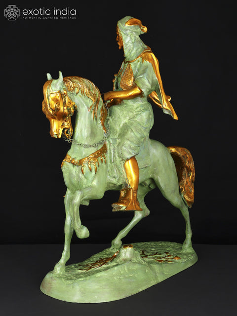 26" Warrior on Horse | Brass Statue