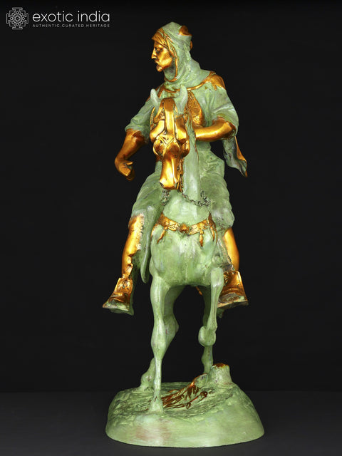26" Warrior on Horse | Brass Statue