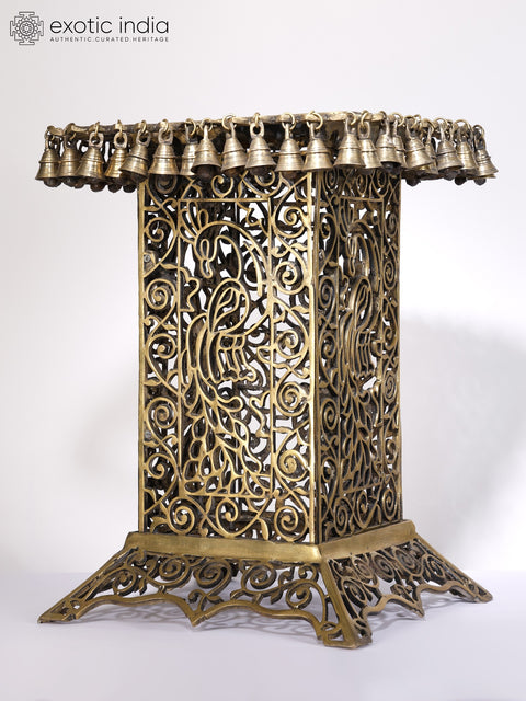 20" Designer Brass Pedestal with Dangling Bells