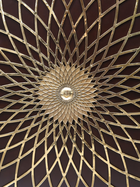 46" Large Wood Framed Mandala Art in Brass | Wall Hanging