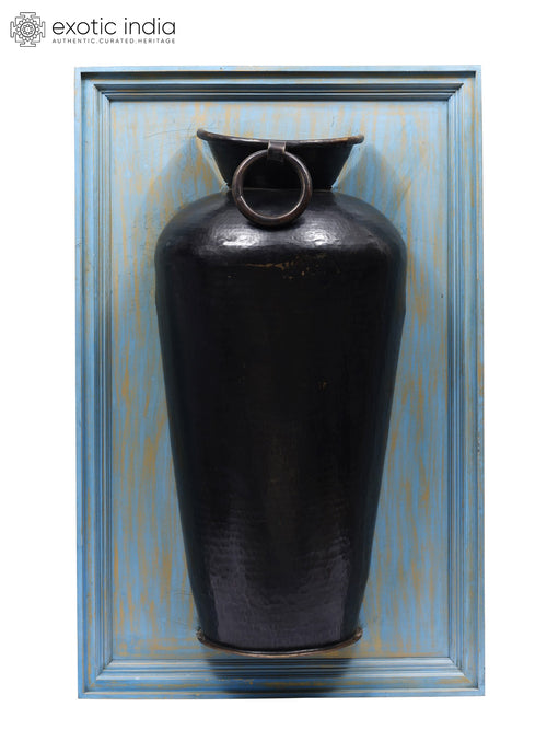 45" Large Wood Framed Brass Planter Wall Hanging for Home Decor