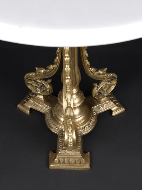 29" Designer Round Table | Brass and White Marble
