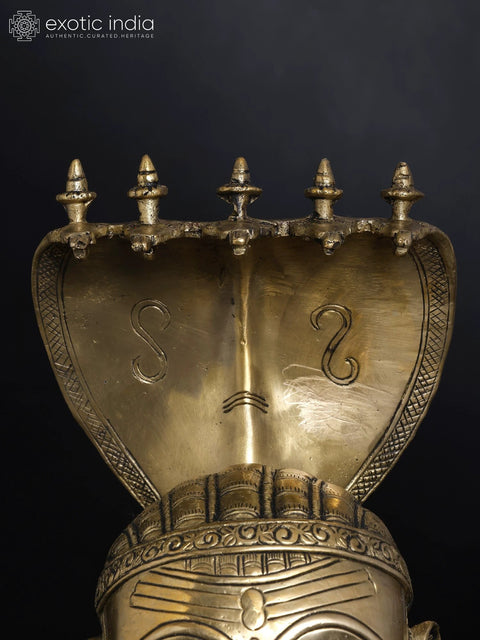 9" Brass Shiva Mukhalingam With Nagabharanam