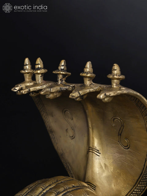9" Brass Shiva Mukhalingam With Nagabharanam