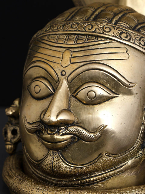 9" Brass Shiva Mukhalingam With Nagabharanam