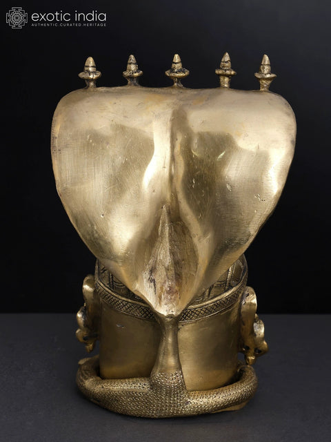 9" Brass Shiva Mukhalingam With Nagabharanam