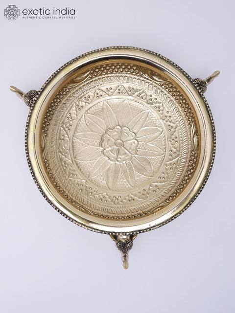 12" Superfine Elephant Design Urli in Brass