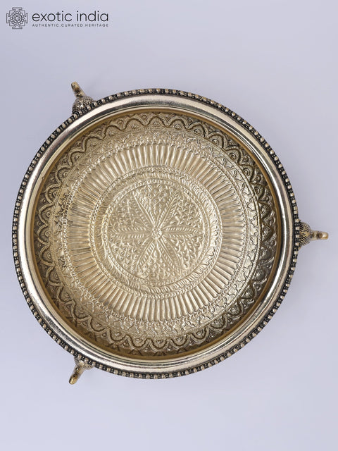 12" Superfine Designer Urli with Elephants in Brass