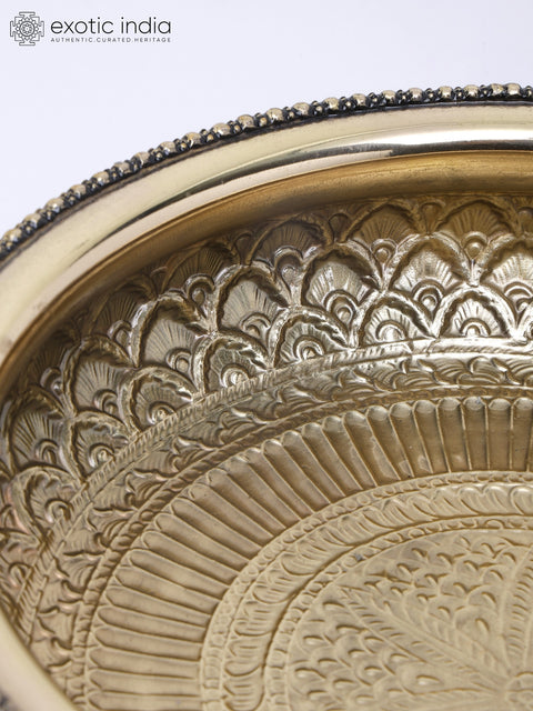 12" Superfine Designer Urli with Elephants in Brass
