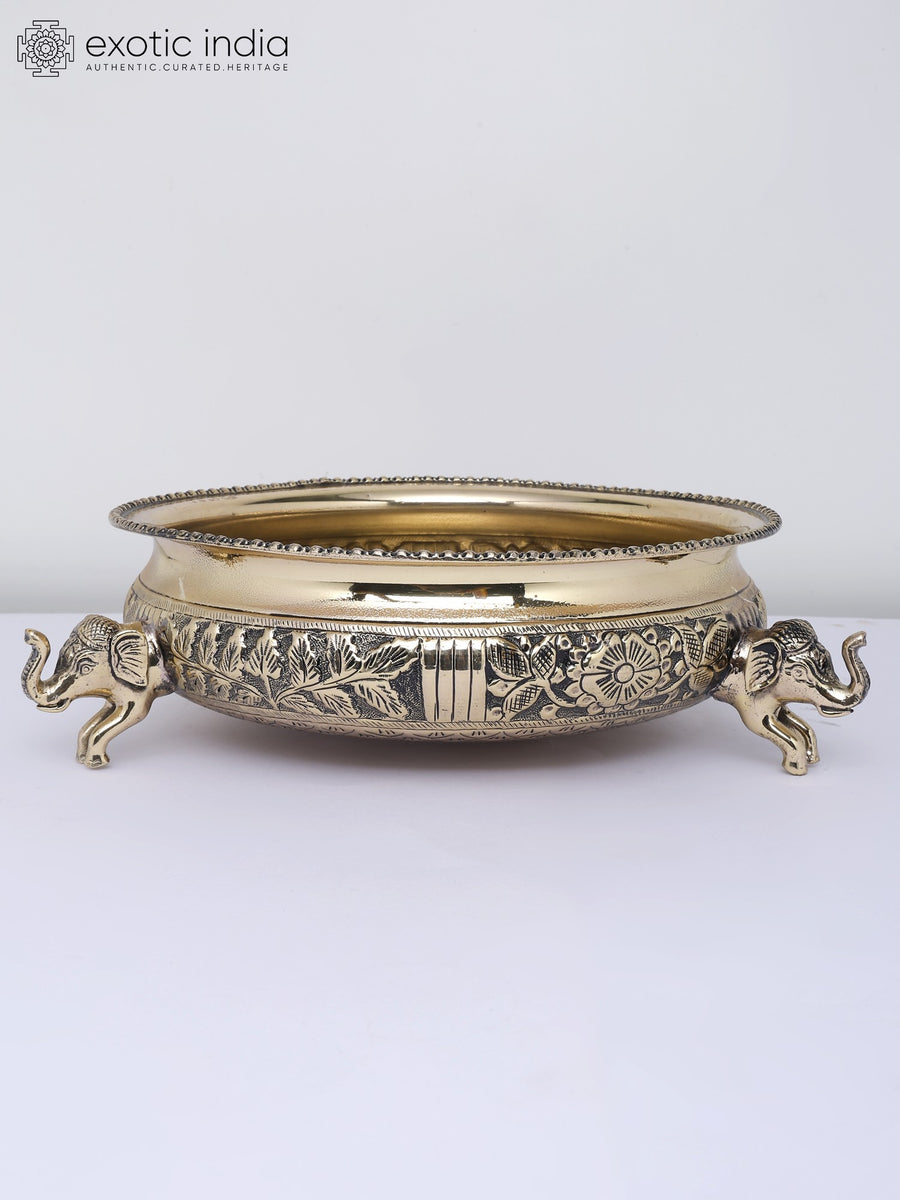 12" Superfine Stylish Brass Urli for Home Decor
