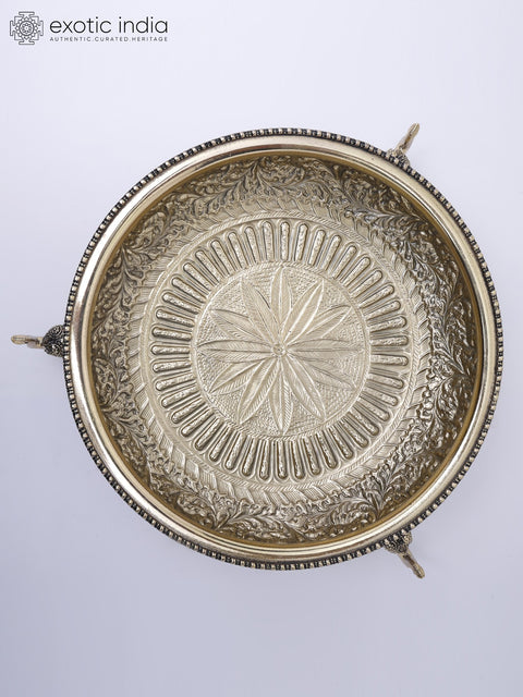 14" Superfine Elephant Design Brass Urli