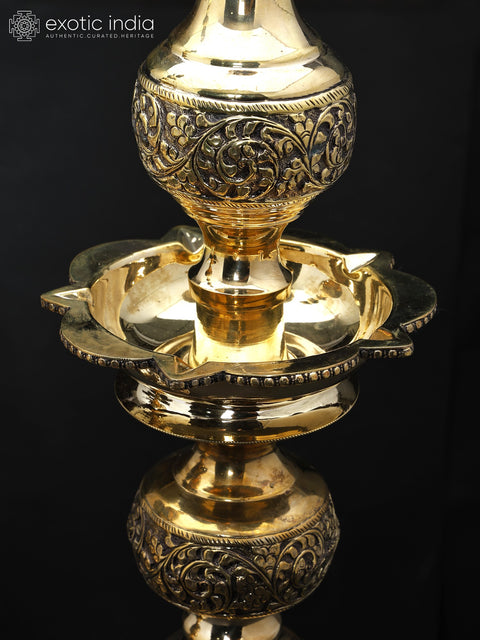 25" Pair of Superfine Peacock Lamps in Brass