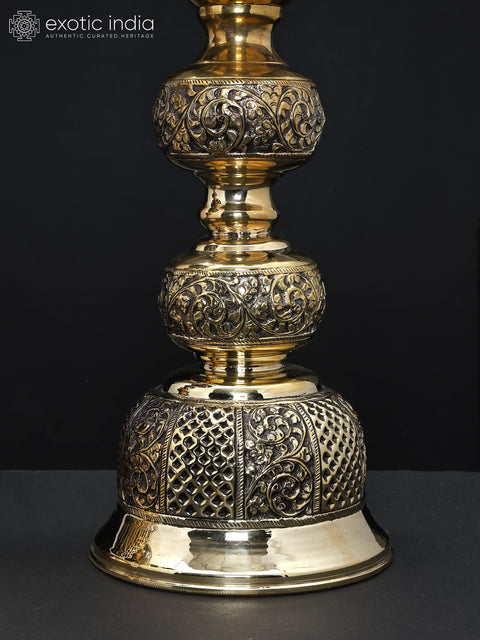 25" Pair of Superfine Peacock Lamps in Brass