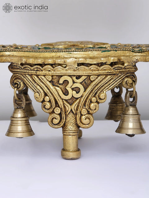 29" Pair of Radha-Krishna on Kirtimukha Swing with Bells | Brass with Inlay Work