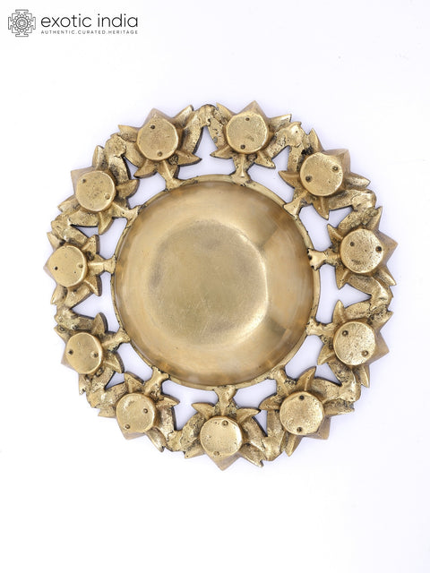 9" Designer Brass Urli with Eleven Lotus Diyas
