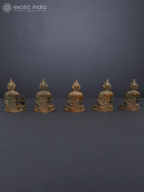 3" Set of Five Dhyani Buddhas | Brass Statues