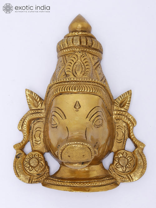 Brass Goddess Varahi Head Wall Hanging Sculpture for Home Decor