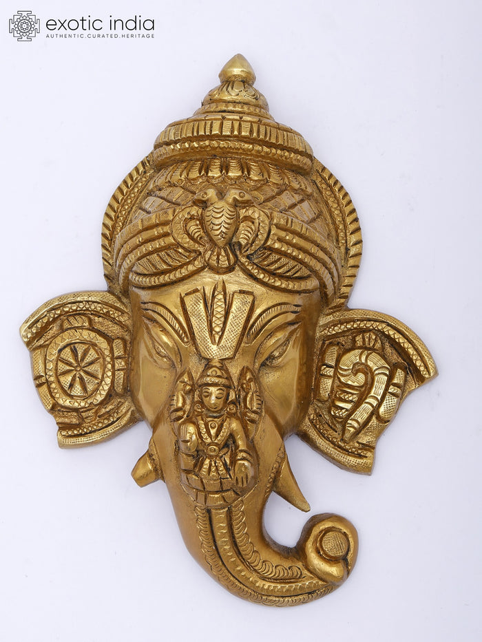 Ganesha Brass Wall Hanging with Lakshmi and Sacred Symbols