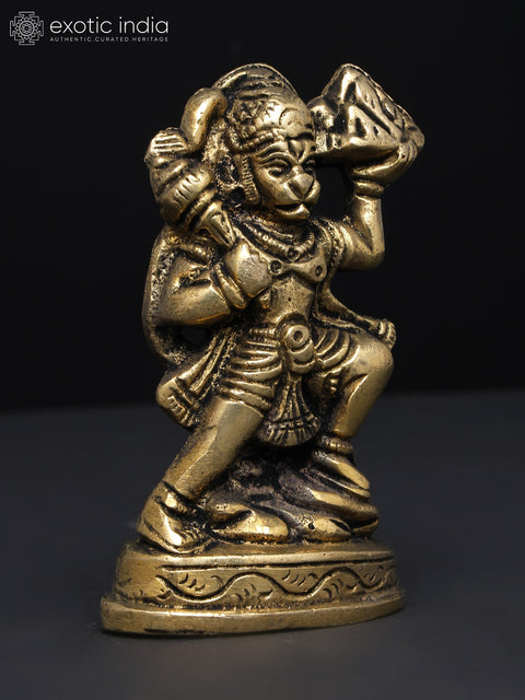 Lord Hanuman Carrying Sanjeevani | Small Brass Statue