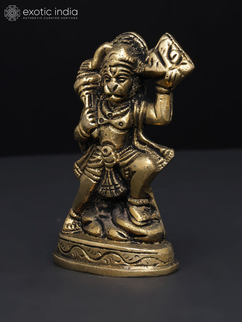 Lord Hanuman Carrying Sanjeevani | Small Brass Statue