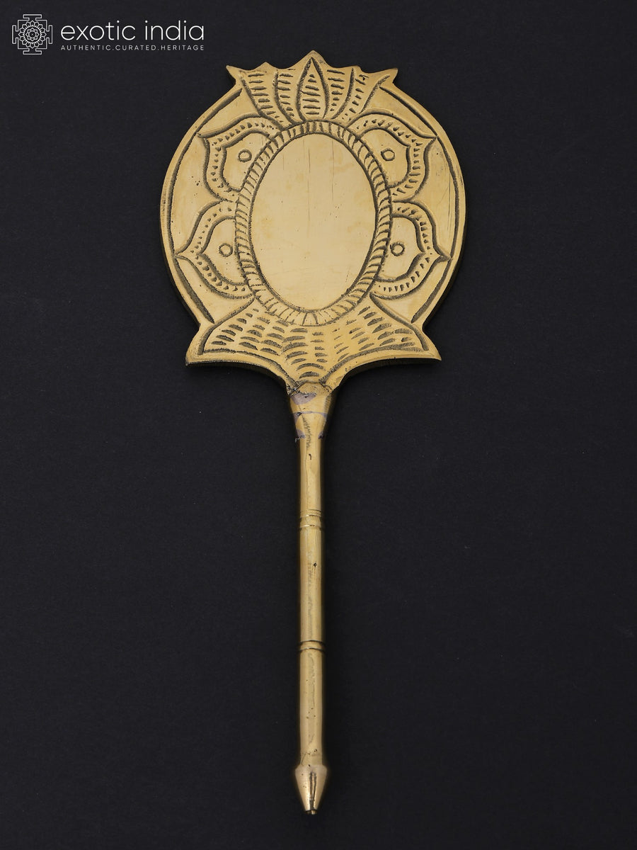 9" Shodasa Upachara Pooja Mirror Brass Statue