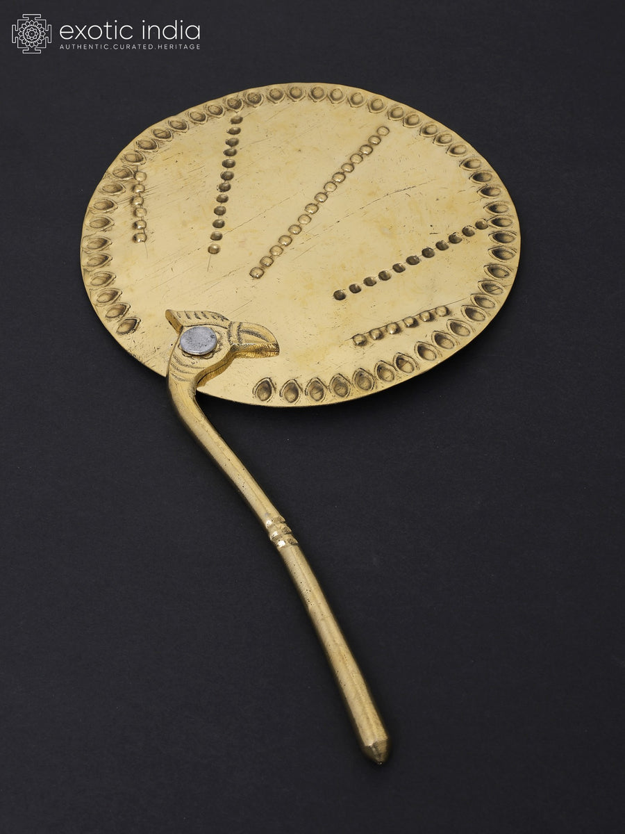 11" Shodasa Upachara Brass Hand Fan for Pooja
