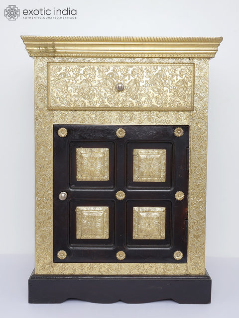 24" Wooden Chest of Drawers in Wood with Brass Work