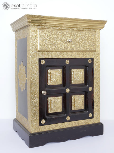 24" Wooden Chest of Drawers in Wood with Brass Work