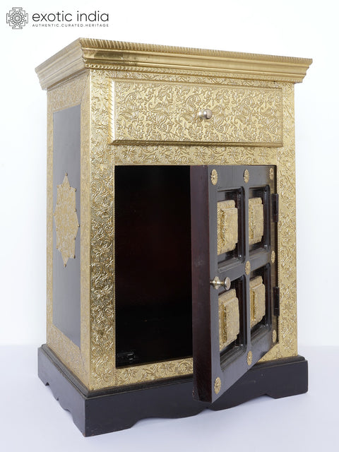 24" Wooden Chest of Drawers in Wood with Brass Work