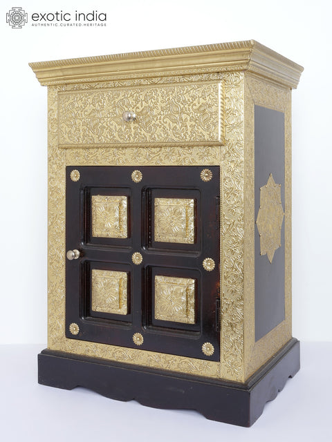 24" Wooden Chest of Drawers in Wood with Brass Work