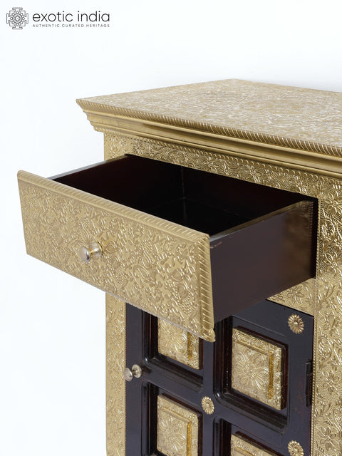 24" Wooden Chest of Drawers in Wood with Brass Work