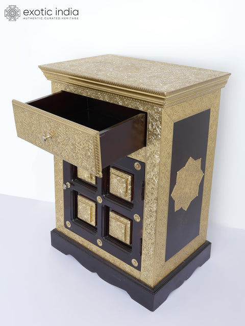 24" Wooden Chest of Drawers in Wood with Brass Work