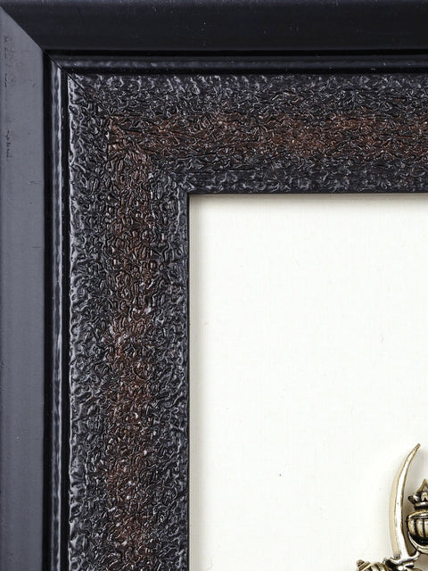 9" Superfine Standing Ten Armed Panchamukhi Hanuman | Wall Hanging Wood Framed Brass Sculpture