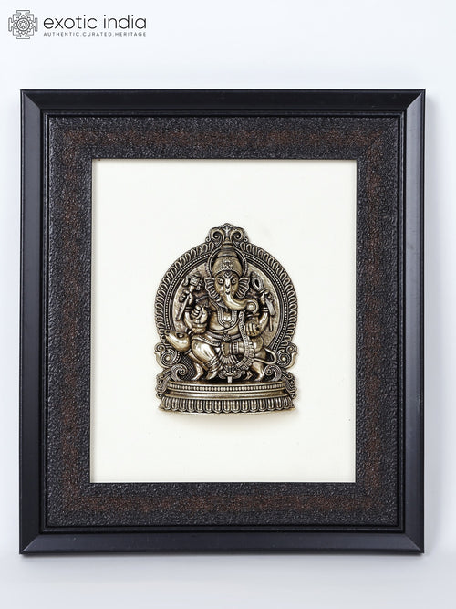 9" Superfine Lord Ganesha on Mushak Brass Wall Hanging Sculpture