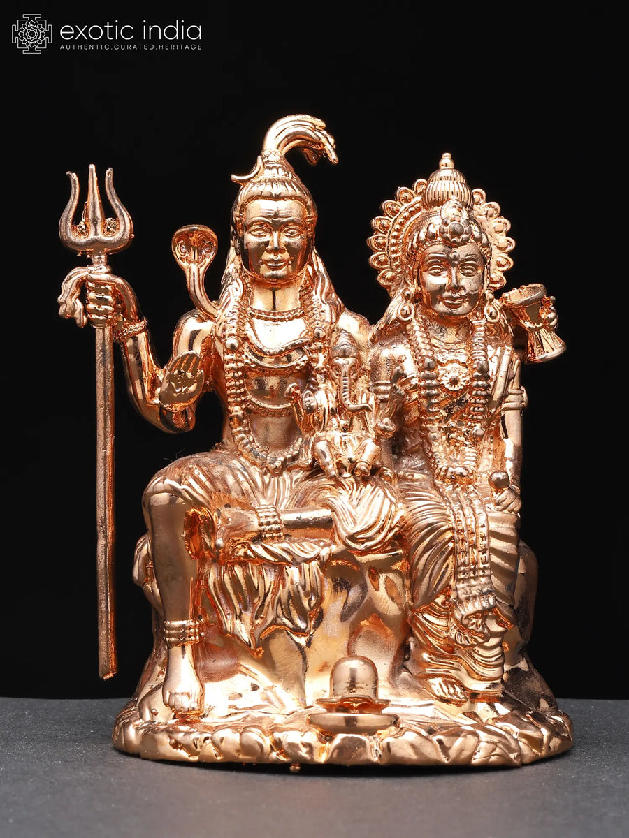 4" Small Shiva Family Handmade Brass Statue
